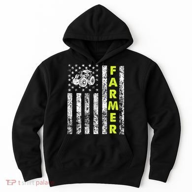 Flag With Tractor Patriotic Farmer Hoodie