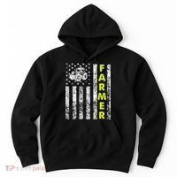 Flag With Tractor Patriotic Farmer Hoodie thumb 0
