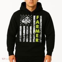 Flag With Tractor Patriotic Farmer Hoodie thumb 2