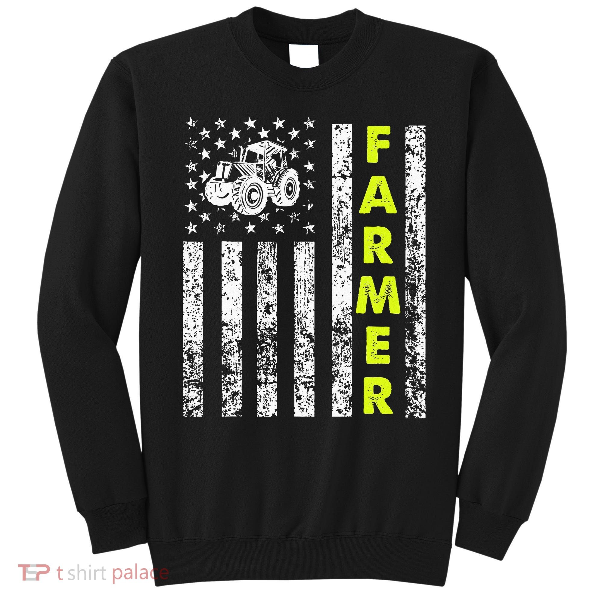 Flag With Tractor Patriotic Farmer Sweatshirt