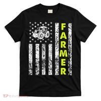 Flag With Tractor Patriotic Farmer T-Shirt thumb 0