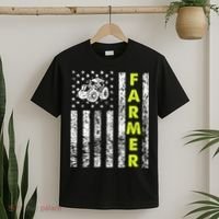 Flag With Tractor Patriotic Farmer T-Shirt thumb 2