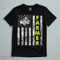 Flag With Tractor Patriotic Farmer T-Shirt thumb 5