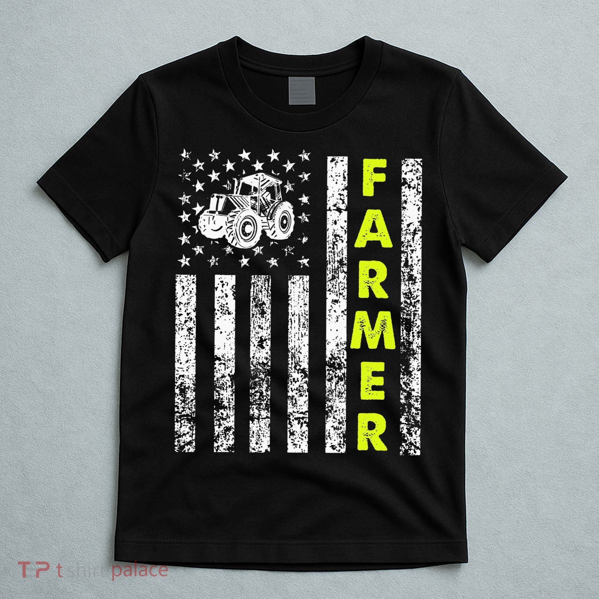 Flag With Tractor Patriotic Farmer T-Shirt