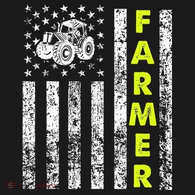 Flag With Tractor Patriotic Farmer Button