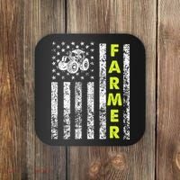 Flag With Tractor Patriotic Farmer Coaster thumb 0