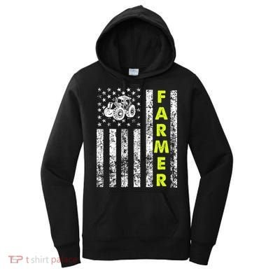 Flag With Tractor Patriotic Farmer Women's Hoodie