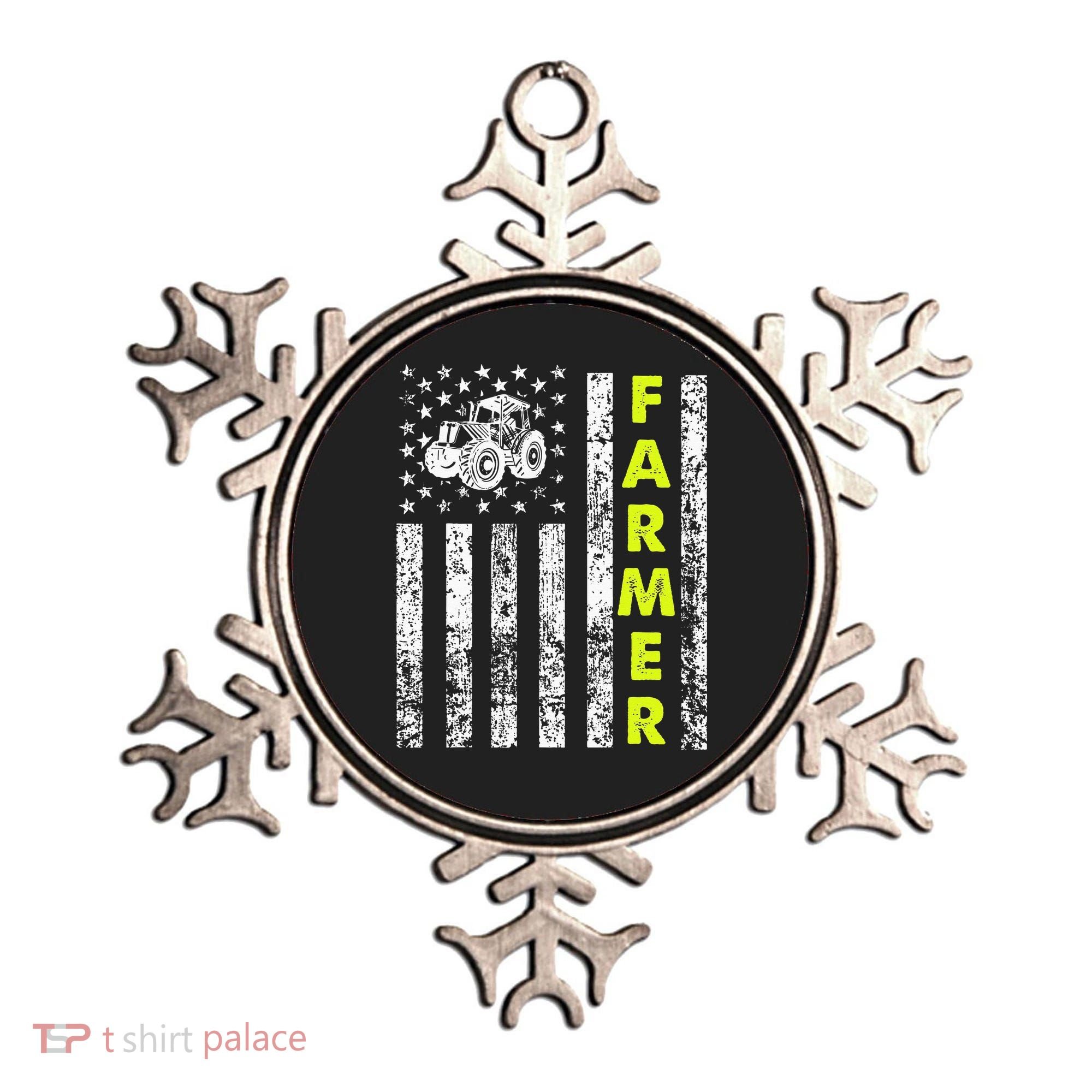 Flag With Tractor Patriotic Farmer Ornament