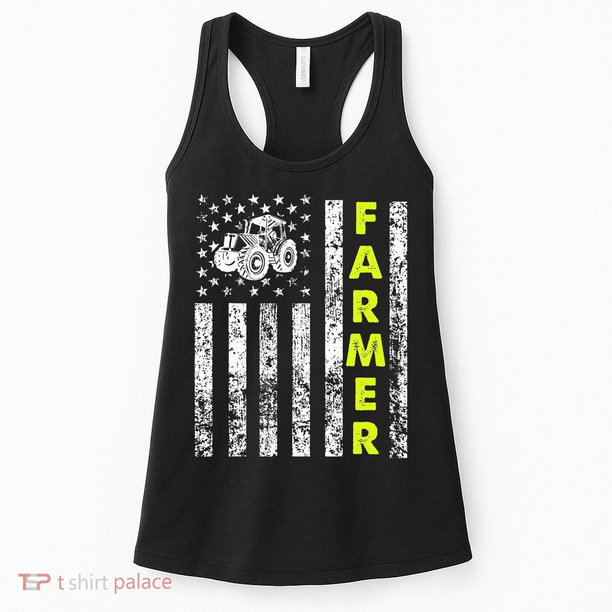 Flag With Tractor Patriotic Farmer Women's Tank Top