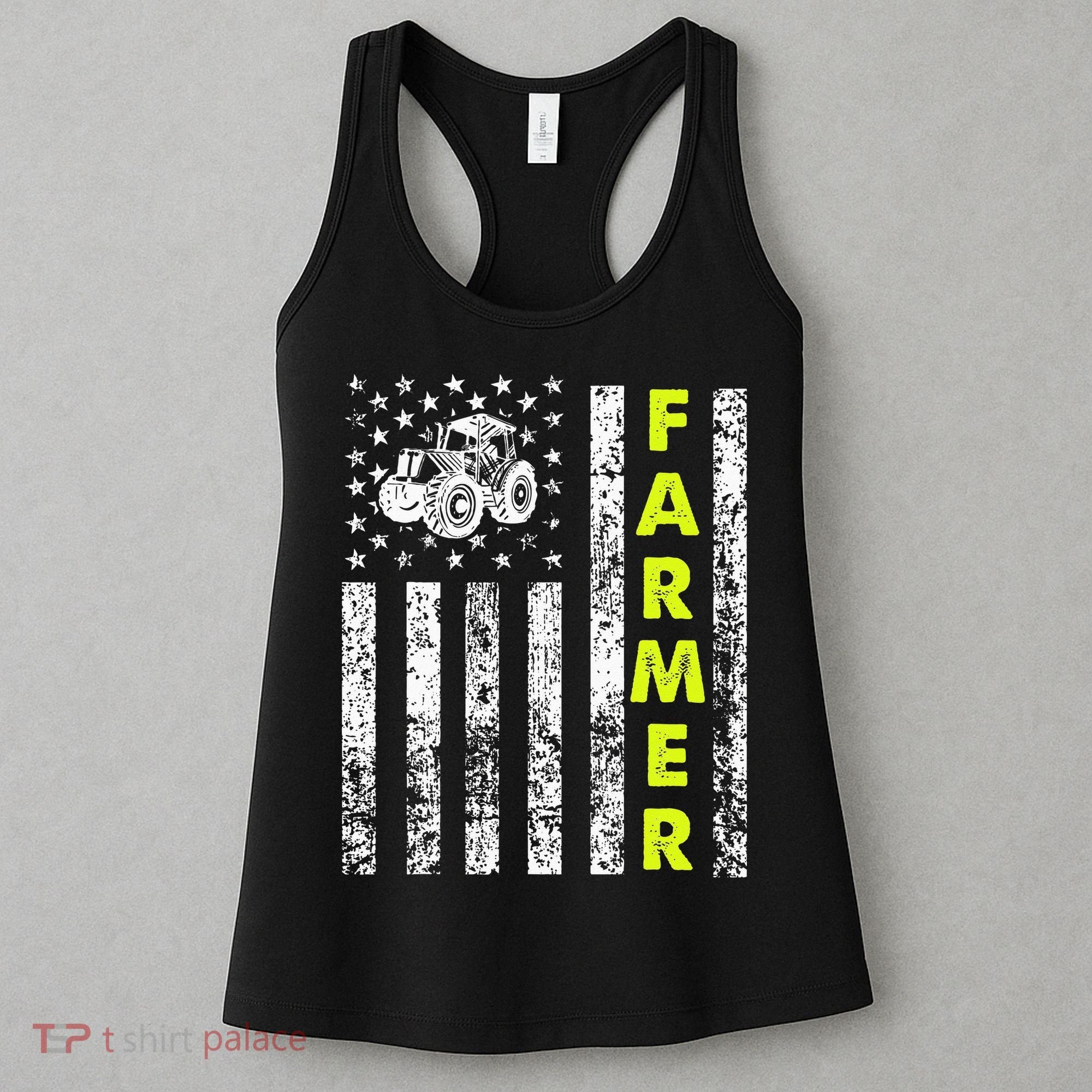 Flag With Tractor Patriotic Farmer Women's Tank Top