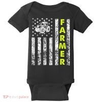 Flag With Tractor Patriotic Farmer Baby Bodysuit thumb 0