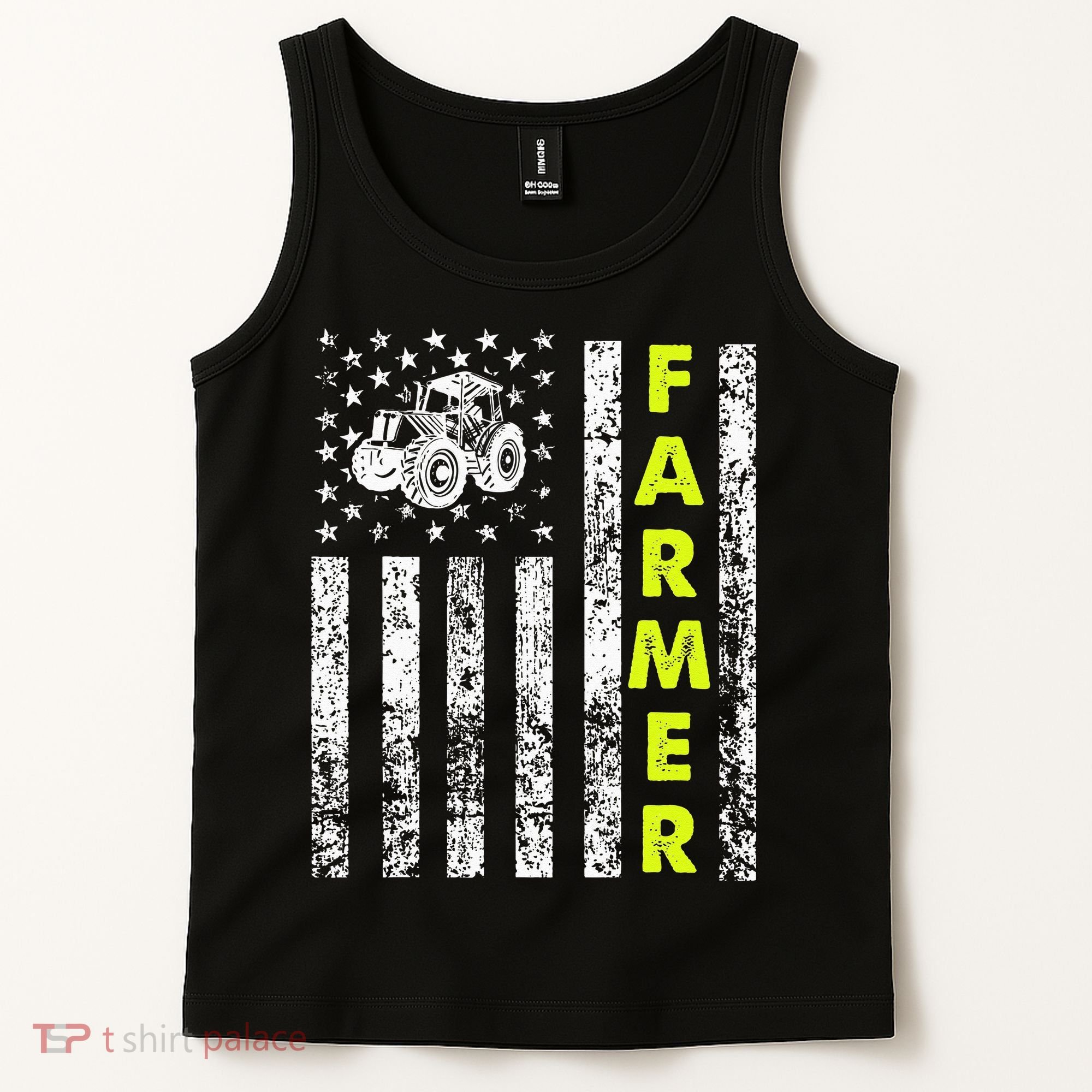Flag With Tractor Patriotic Farmer Tank Top