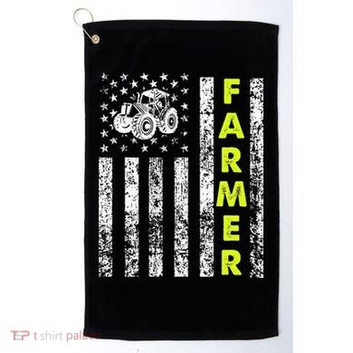 Flag With Tractor Patriotic Farmer Golf Towel