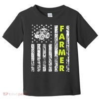 Flag With Tractor Patriotic Farmer Toddler T-Shirt thumb 0