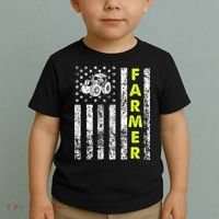 Flag With Tractor Patriotic Farmer Toddler T-Shirt thumb 2