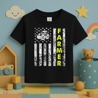Flag With Tractor Patriotic Farmer Toddler T-Shirt thumb 3