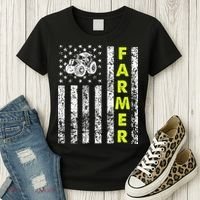 Flag With Tractor Patriotic Farmer Women's T-Shirt thumb 3