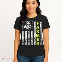 Flag With Tractor Patriotic Farmer Women's T-Shirt thumb 4