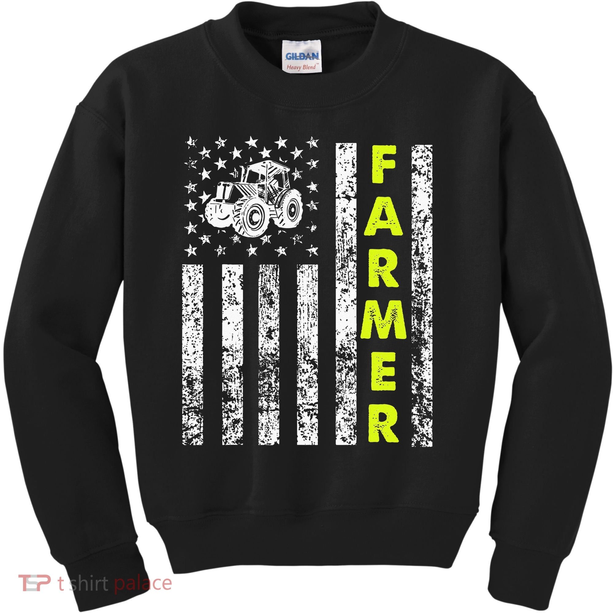 Flag With Tractor Patriotic Farmer Kids Sweatshirt
