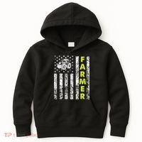 Flag With Tractor Patriotic Farmer Kids Hoodie thumb 0