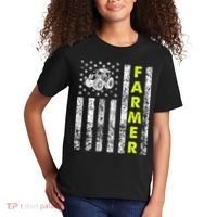 Flag With Tractor Patriotic Farmer Kids T-Shirt thumb 2