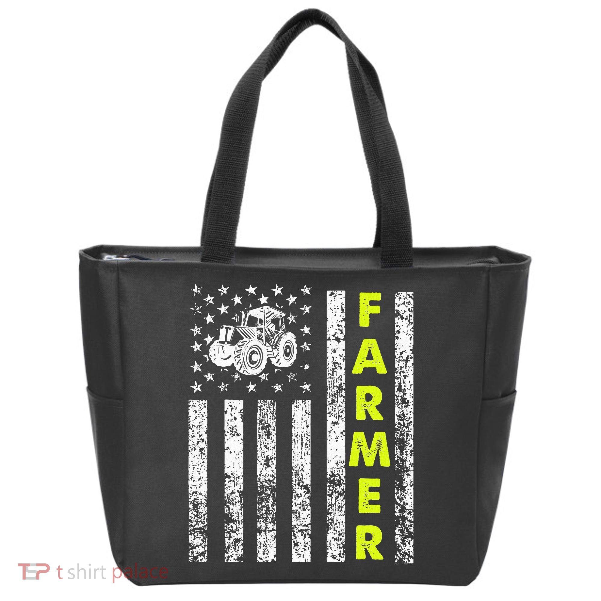 Flag With Tractor Patriotic Farmer Tote Bag