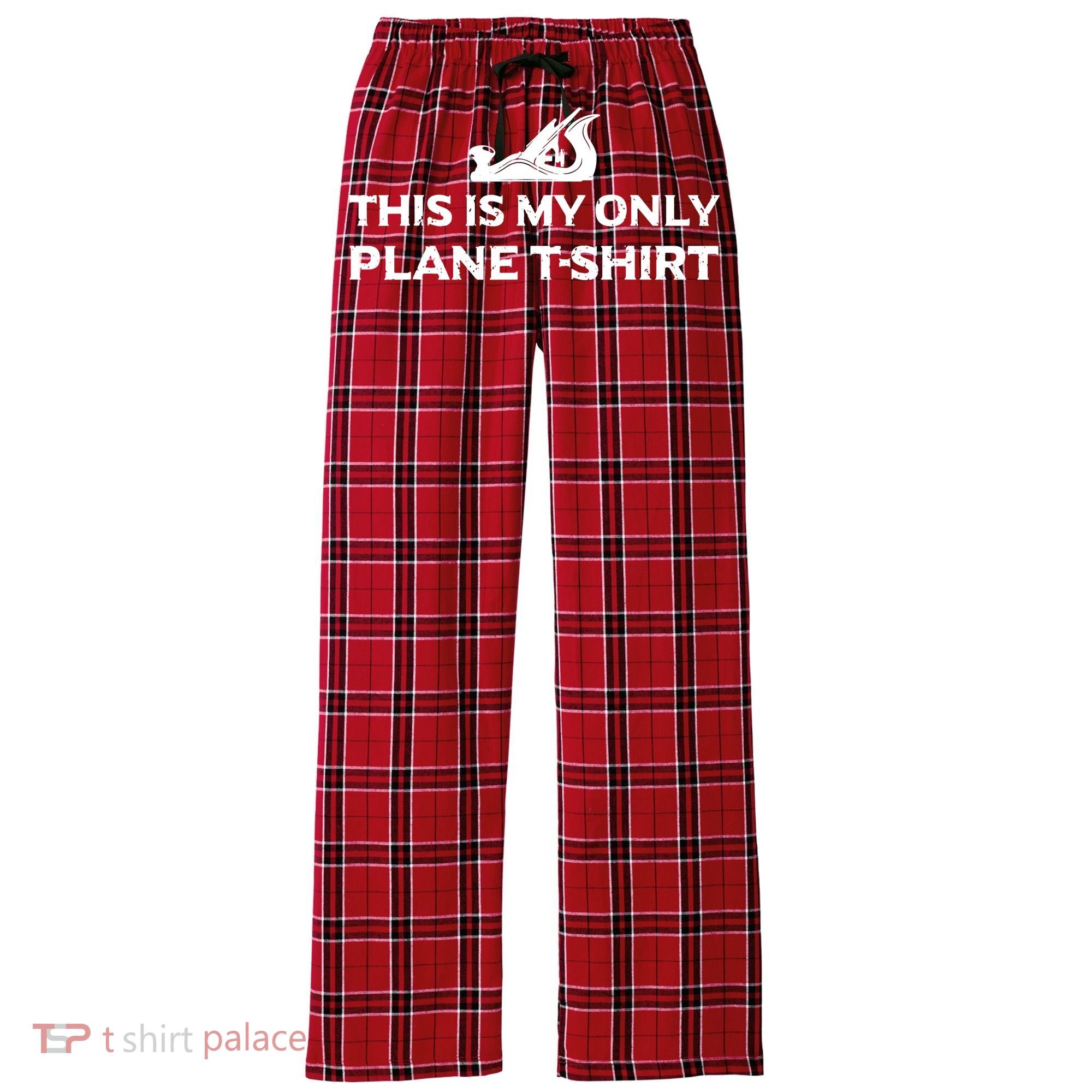 Funny Woodworking This Is My Only Plane Women's Flannel Plaid Pajama Pants