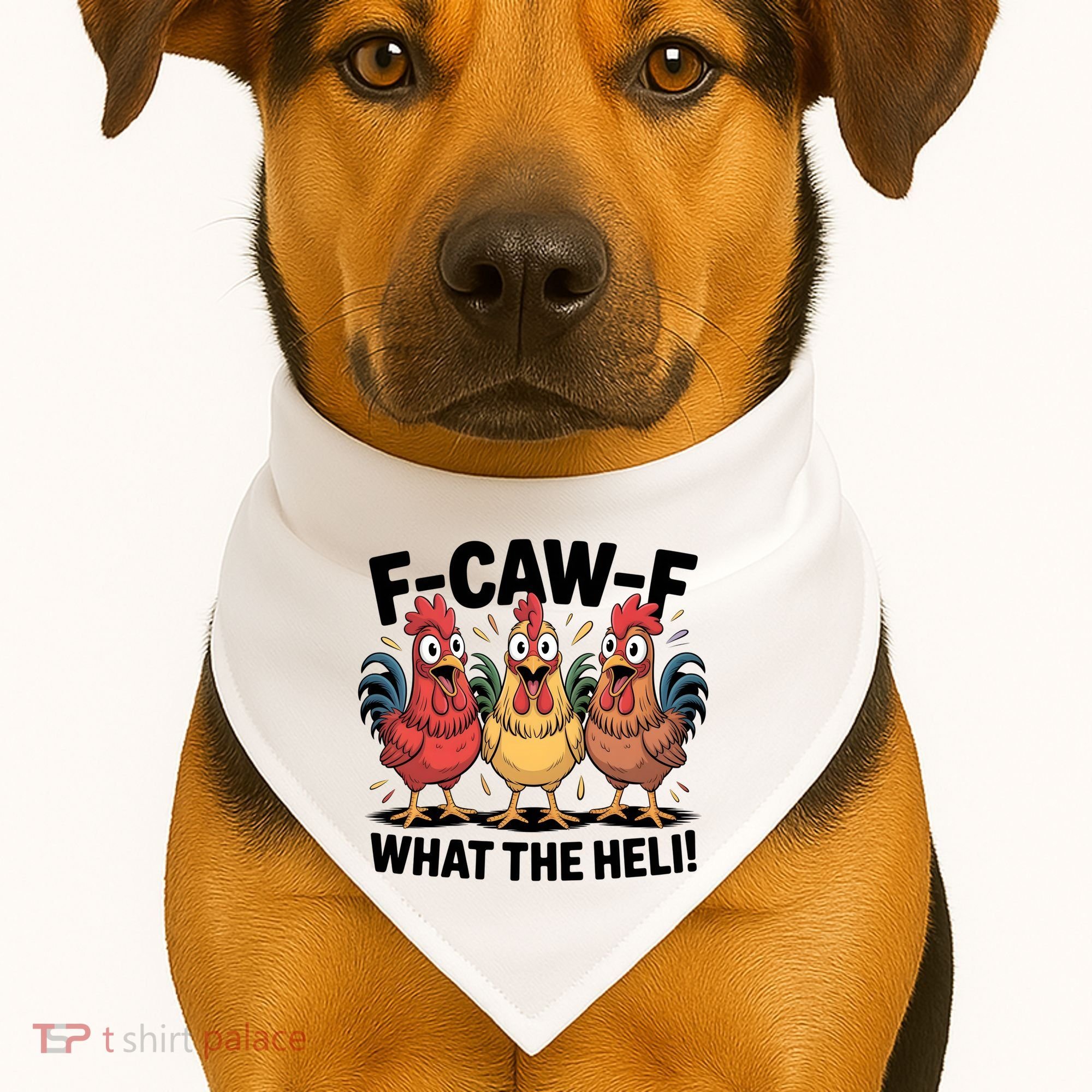F-Caw-A What The Heli! Funny Chicken USA-Made Doggie Bandana