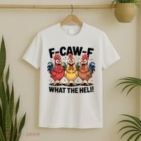 F-Caw-A What The Heli! Funny Chicken T-Shirt thumb 2