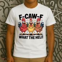 F-Caw-A What The Heli! Funny Chicken T-Shirt thumb 3