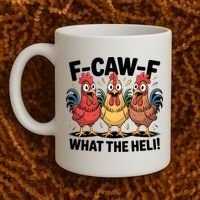 F-Caw-A What The Heli! Funny Chicken Coffee Mug thumb 2