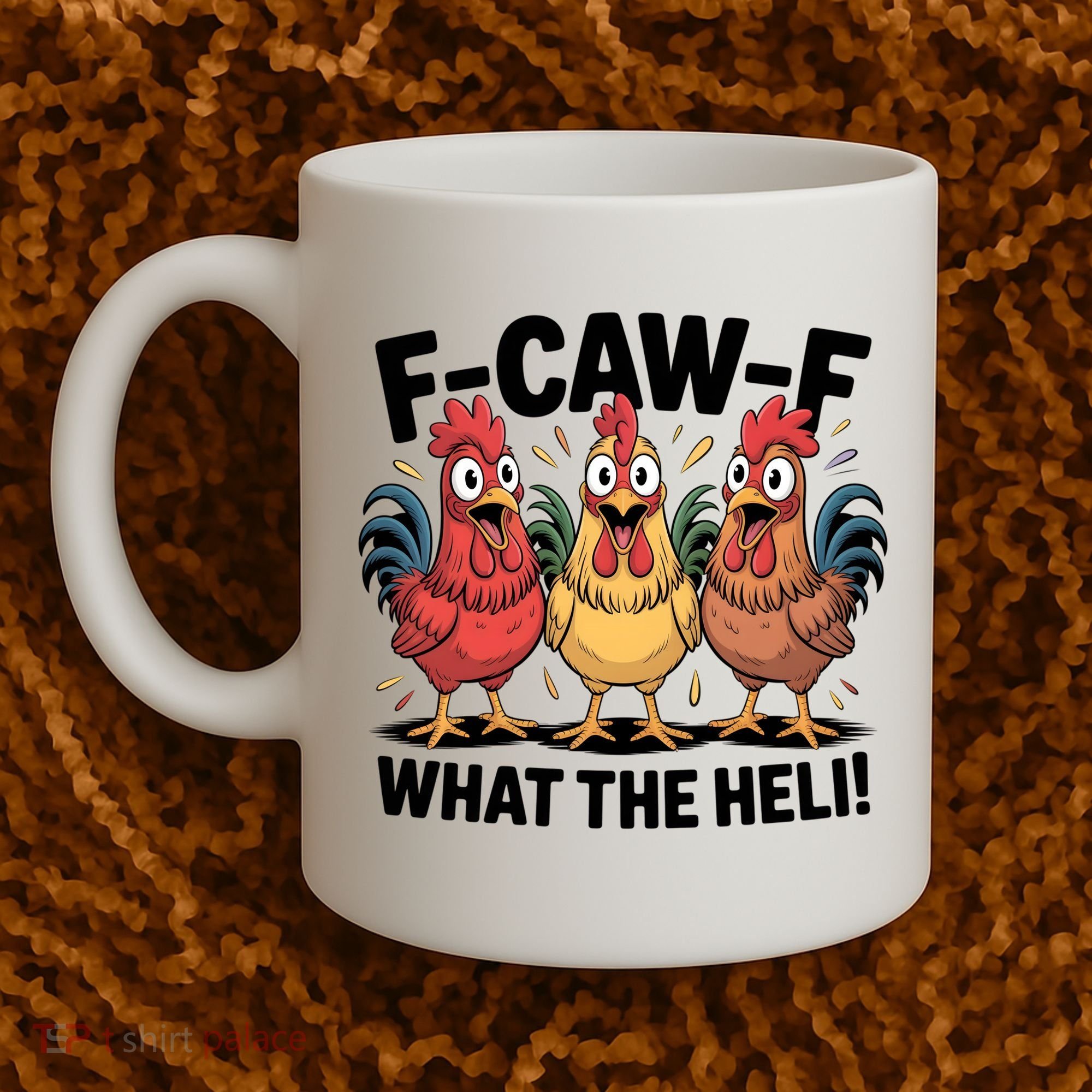 F-Caw-A What The Heli! Funny Chicken Coffee Mug