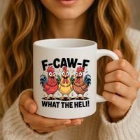 F-Caw-A What The Heli! Funny Chicken Coffee Mug thumb 3
