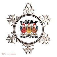 F-Caw-A What The Heli! Funny Chicken Ornament thumb 0