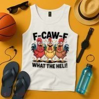F-Caw-A What The Heli! Funny Chicken Tank Top thumb 4