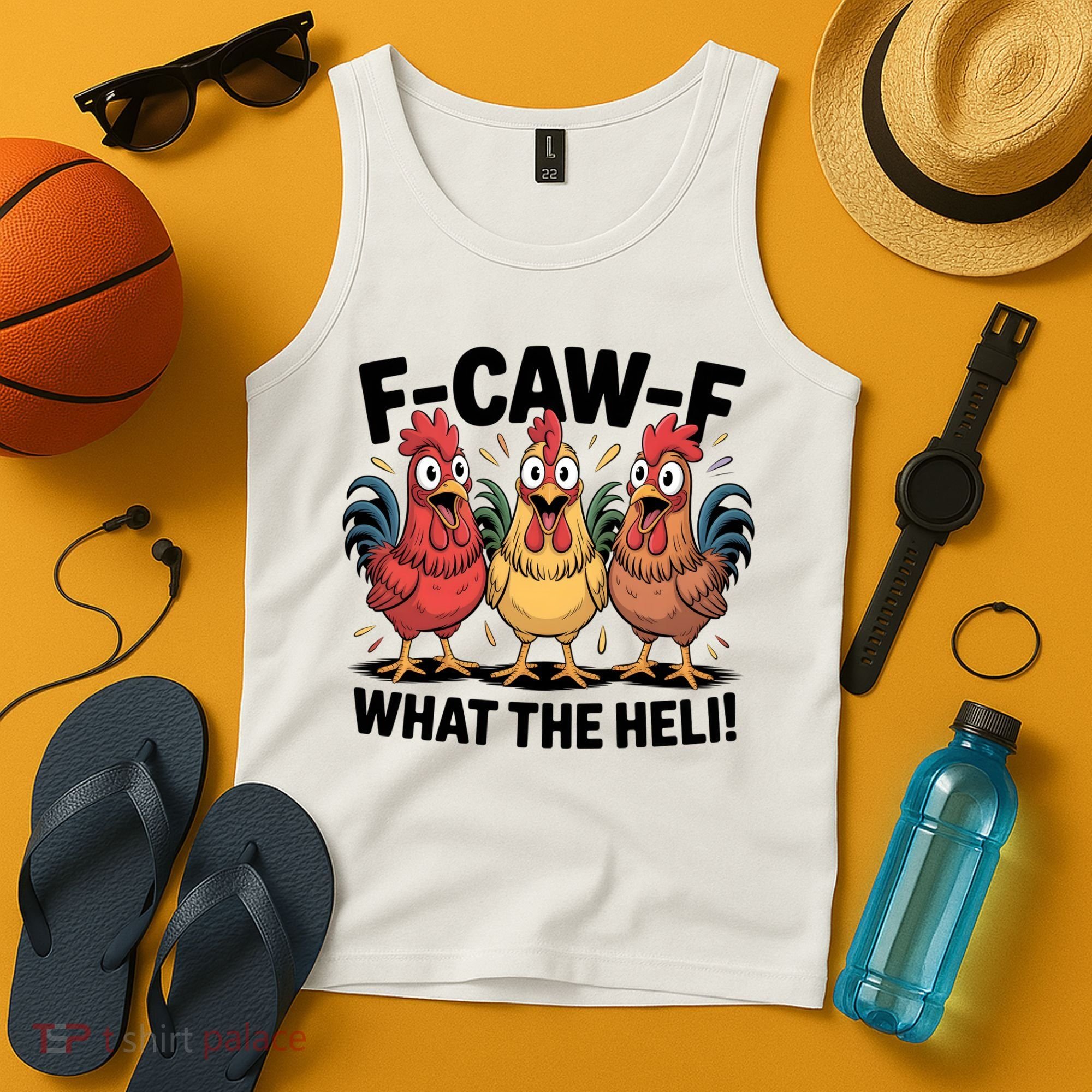 F-Caw-A What The Heli! Funny Chicken Tank Top