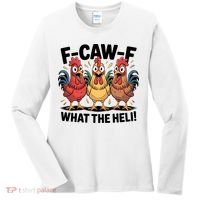 F-Caw-A What The Heli! Funny Chicken Women's Long Sleeve Shirt thumb 0
