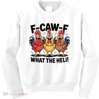 F-Caw-A What The Heli! Funny Chicken Kids Sweatshirt thumb 0