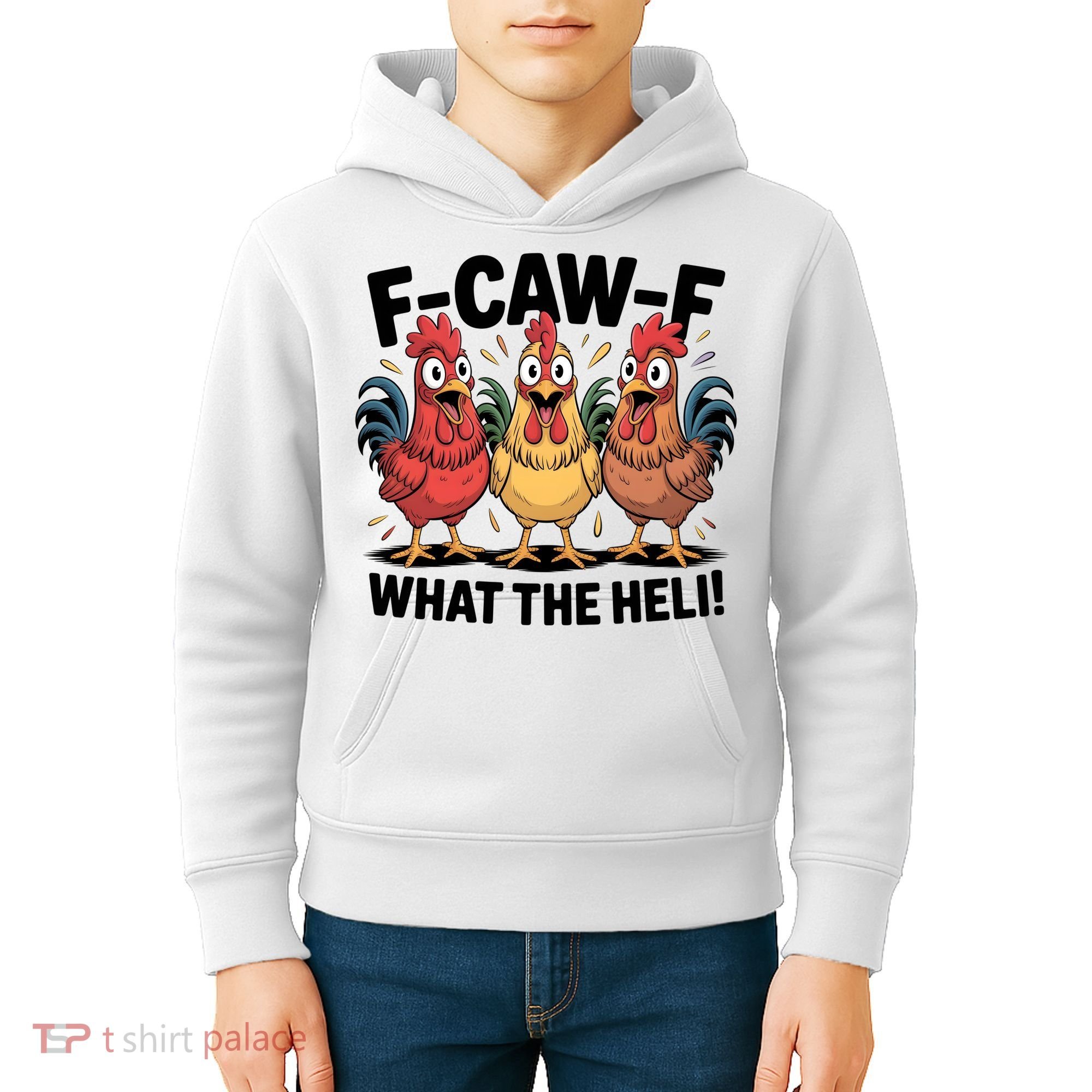 F-Caw-A What The Heli! Funny Chicken Kids Hoodie