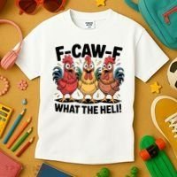 F-Caw-A What The Heli! Funny Chicken Kids T-Shirt thumb 3