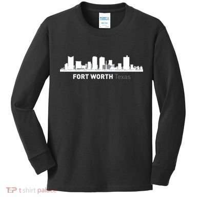 Fort Worth Texas Skyline Kids Long Sleeve Shirt