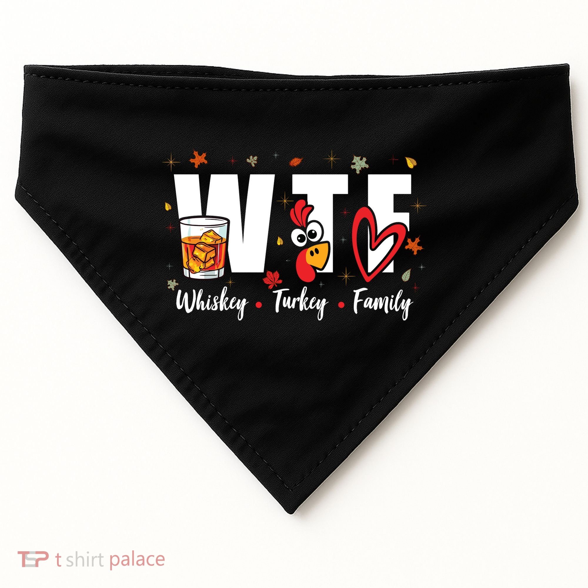 Funny Whiskey Turkey Family Bourbon Lovers Thanksgiving USA-Made Doggie Bandana