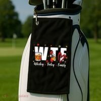 Funny Whiskey Turkey Family Bourbon Lovers Thanksgiving Golf Towel thumb 2