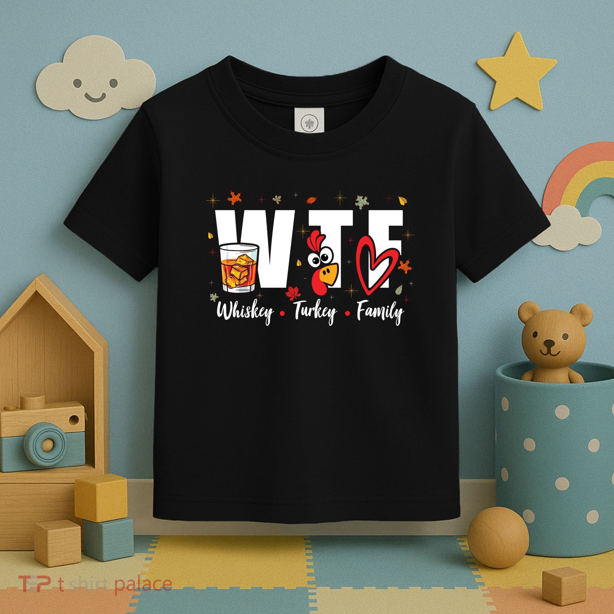 Funny Whiskey Turkey Family Bourbon Lovers Thanksgiving Toddler T-Shirt