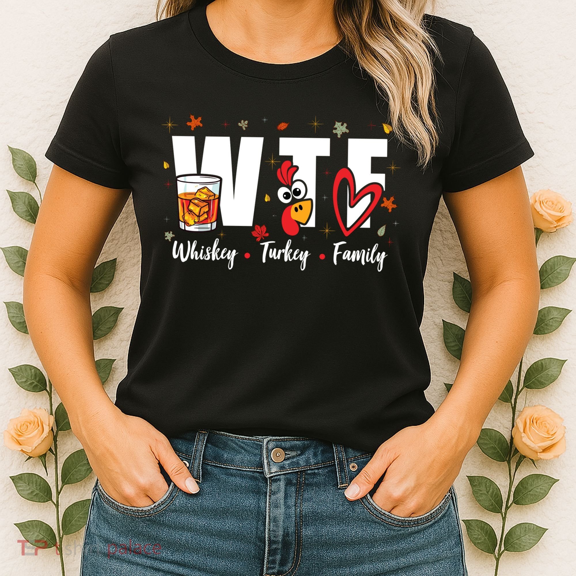 Funny Whiskey Turkey Family Bourbon Lovers Thanksgiving Women's T-Shirt