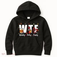 Funny Whiskey Turkey Family Bourbon Lovers Thanksgiving Kids Hoodie thumb 0