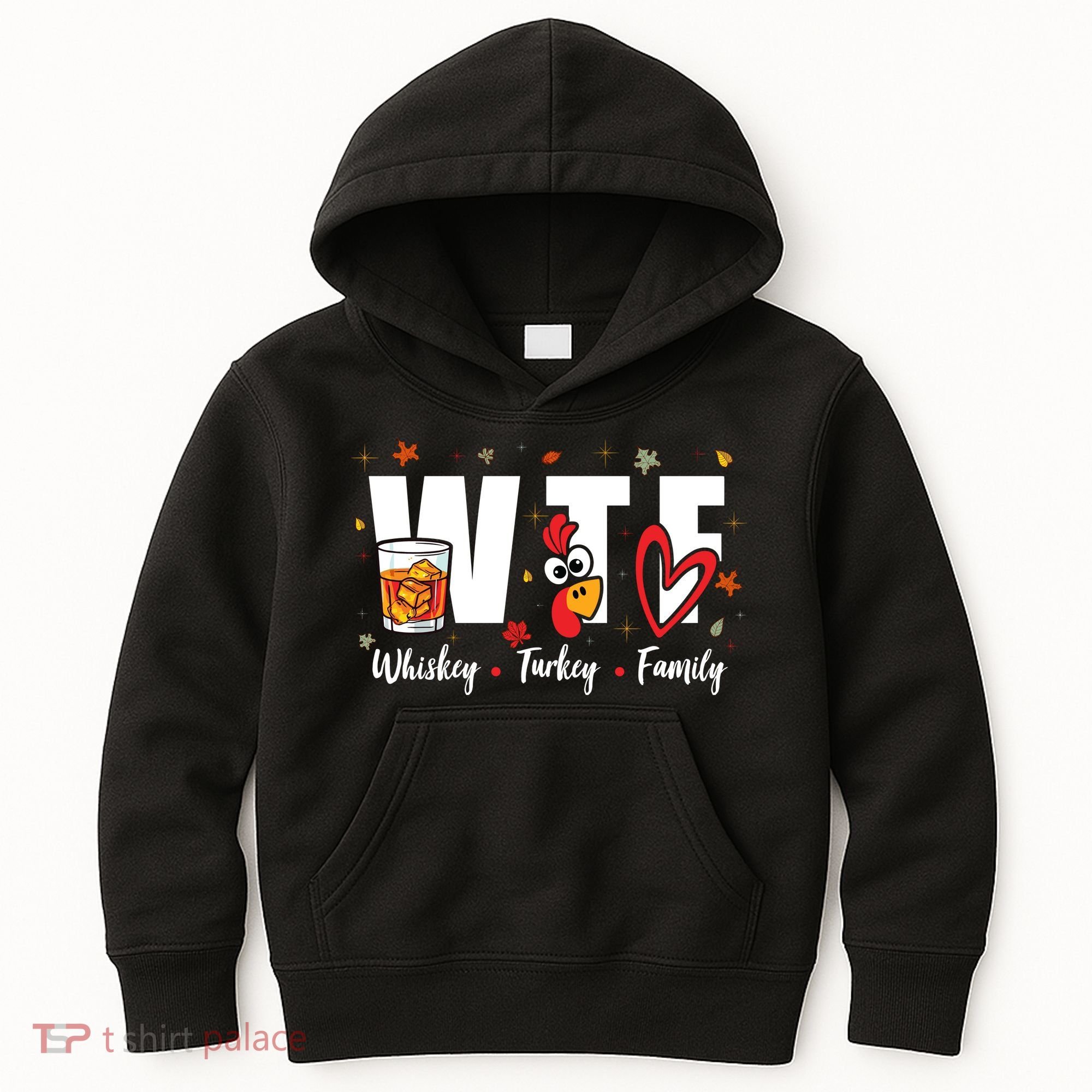Funny Whiskey Turkey Family Bourbon Lovers Thanksgiving Kids Hoodie