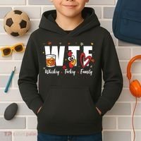 Funny Whiskey Turkey Family Bourbon Lovers Thanksgiving Kids Hoodie thumb 2