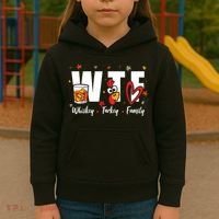 Funny Whiskey Turkey Family Bourbon Lovers Thanksgiving Kids Hoodie thumb 3