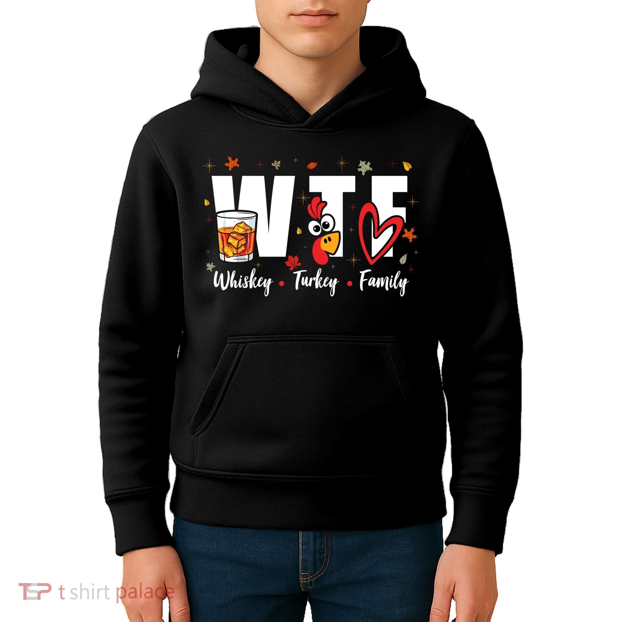 Funny Whiskey Turkey Family Bourbon Lovers Thanksgiving Kids Hoodie